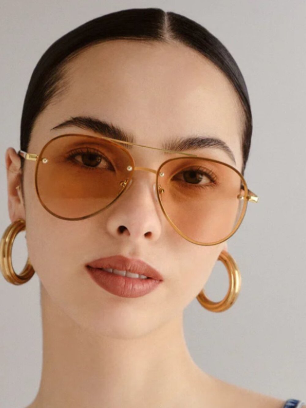 AIRE Mirzam Aviator Sunglasses Gold Metal Frame Brown Lenses